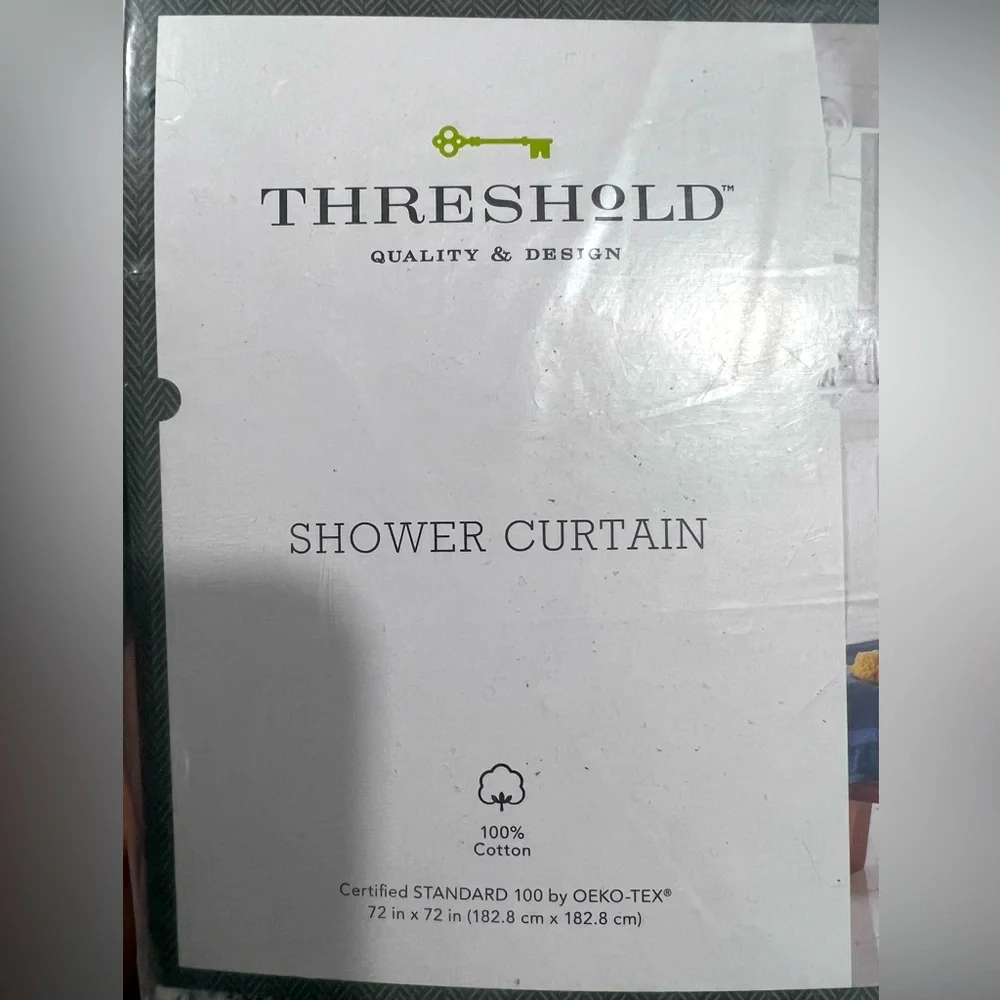 COPY - Threshold 100%Cotton Blue And White Shower Curtain